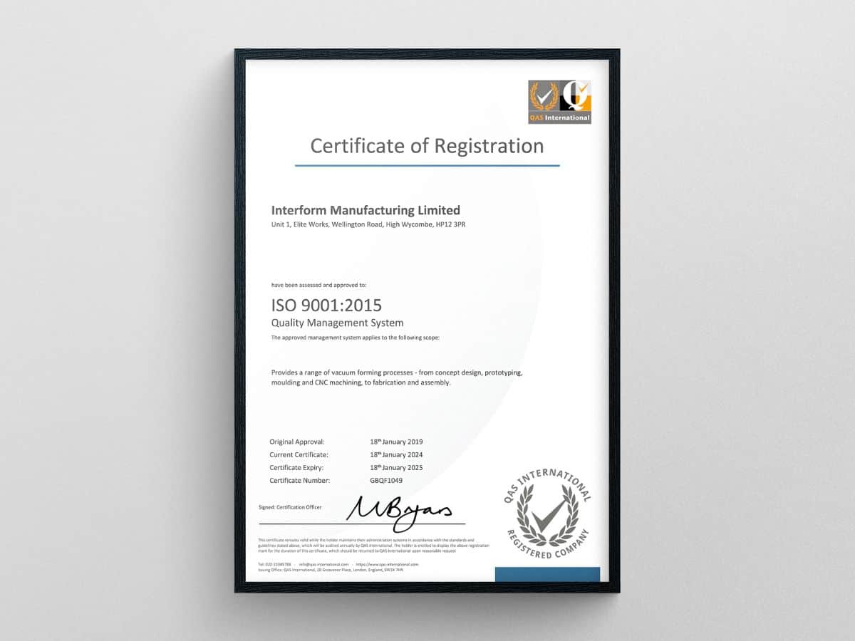 ISO 9001:2015 registration